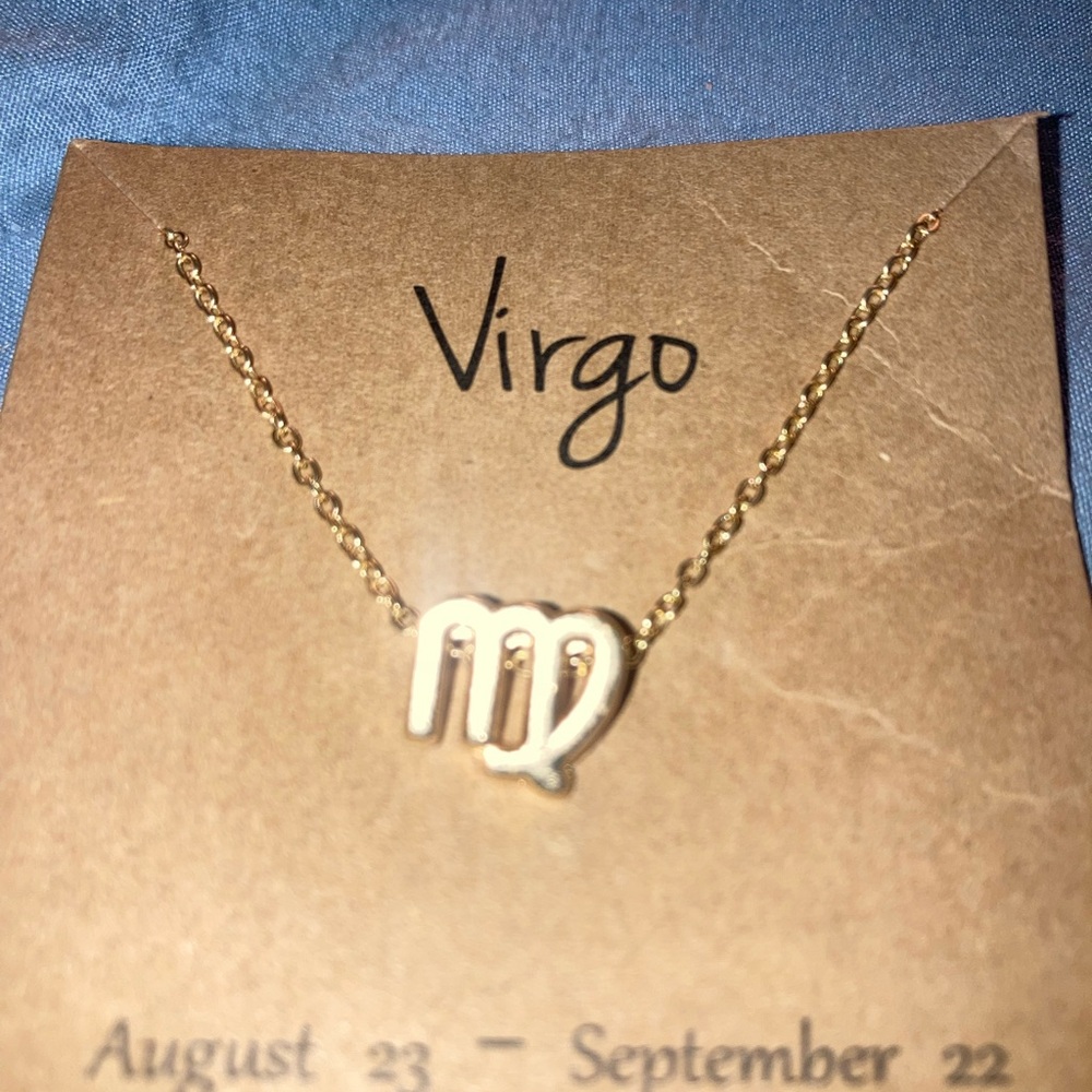 Virgo Gold-Tone Zodiac Necklace with Virgo Symbol